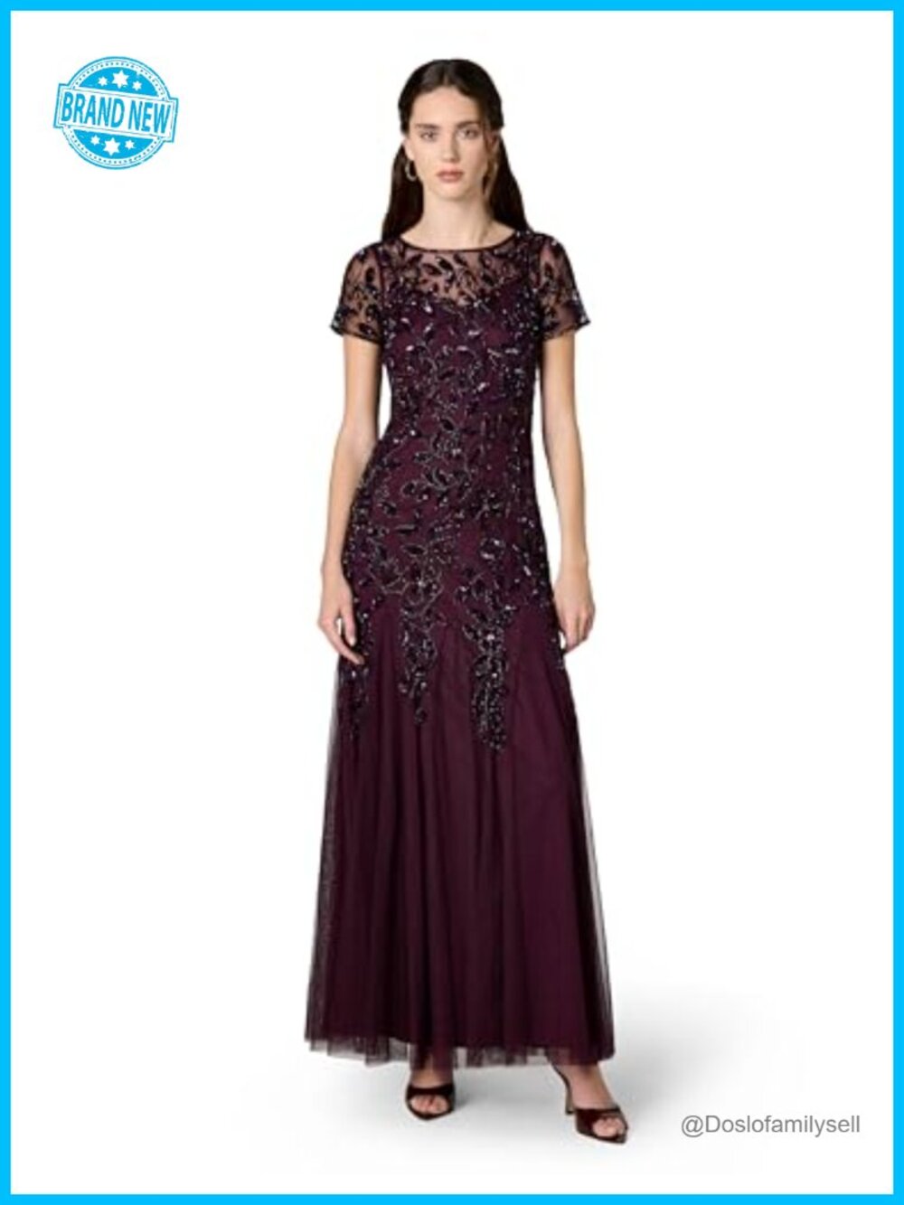 Womens Floral Beaded Godet Gown Formal Mermaid Dress